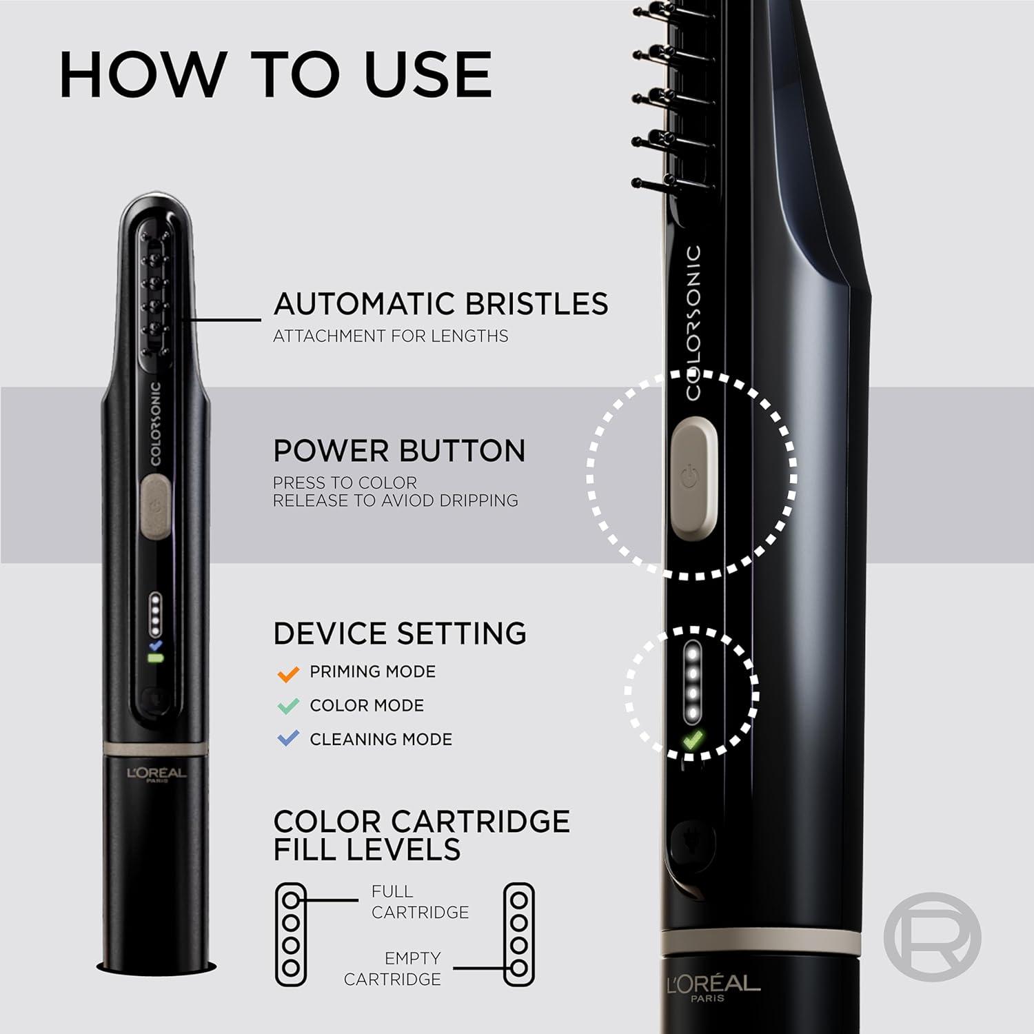 imageLOreal Paris Colorsonic Permanent Hair Dye Coloring Device for Root Touch Up All Over Color and Gray Coverage MistakeFree Application Hair Color Cartridge Sold Separately