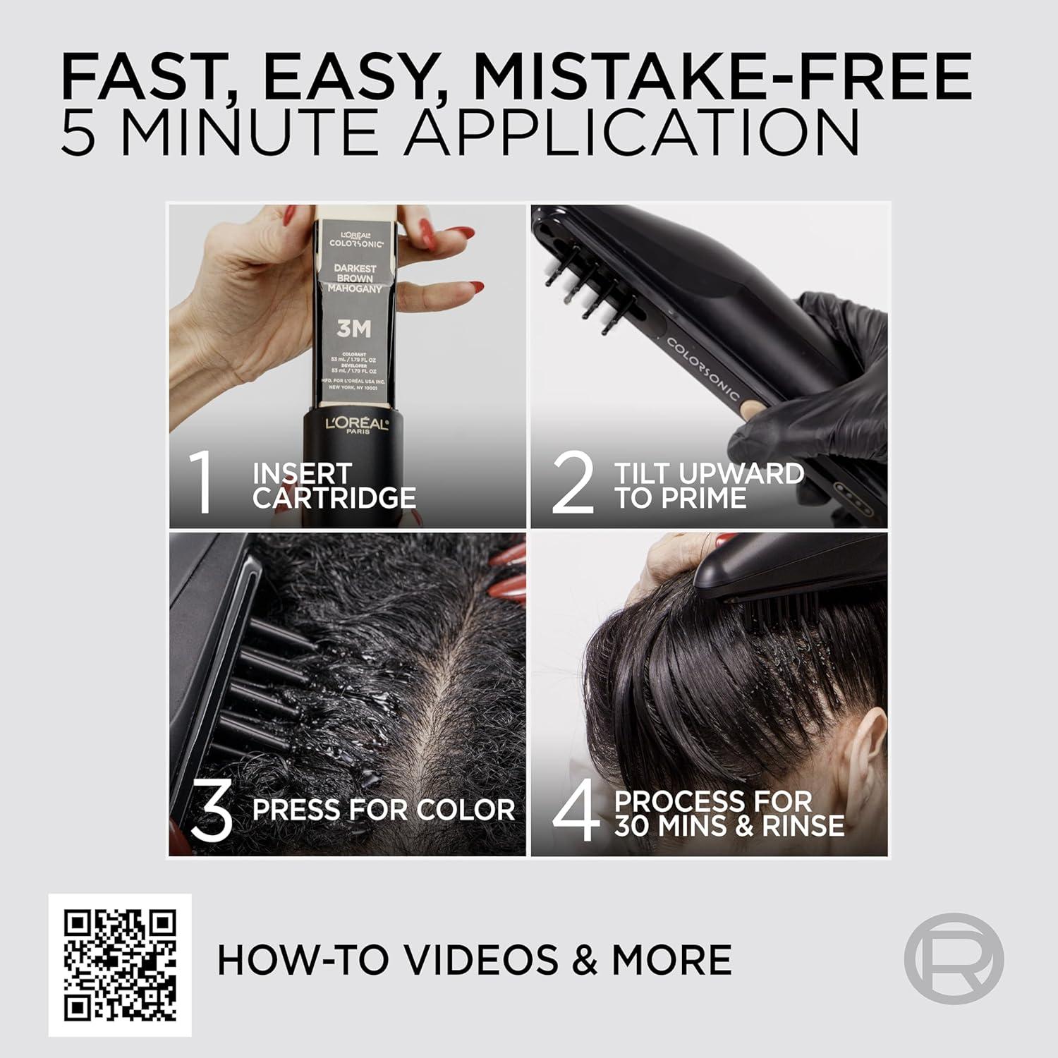 imageLOreal Paris Colorsonic Permanent Hair Dye Coloring Device for Root Touch Up All Over Color and Gray Coverage MistakeFree Application Hair Color Cartridge Sold Separately