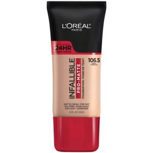 imageLOreal Paris Cosmetics Makeup Infallible ProMatte Liquid Longwear Foundation Natural Buff 1 fl oz1065 Shell