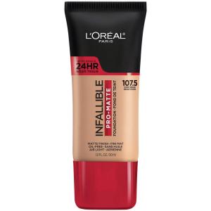 imageLOreal Paris Cosmetics Makeup Infallible ProMatte Liquid Longwear Foundation Natural Buff 1 fl oz1075 Ivory Beige