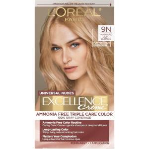 imageLOreal Paris Excellence Universal Nudes Permanent Hair Color Ammonia Free Hair Dye for Gray Hair Coverage 4NR Natural Dark Red 1 Hair Dye Kit9N Natural Light Blonde
