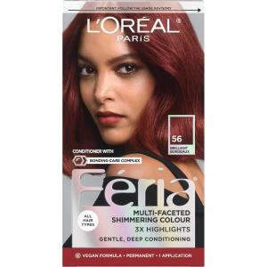 imageLOreal Paris Feria MultiFaceted Shimmering Permanent Hair Color High Intensity Hair Dye for 3X Highlights 10 Jet Black Blackest Black 1 Hair Dye Kit56 Brilliant Bordeaux Auburn Brown