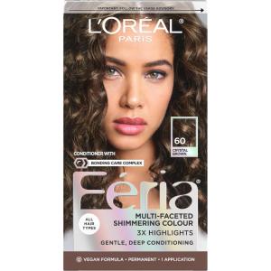 imageLOreal Paris Feria MultiFaceted Shimmering Permanent Hair Color High Intensity Hair Dye for 3X Highlights 10 Jet Black Blackest Black 1 Hair Dye Kit60 Light Brown