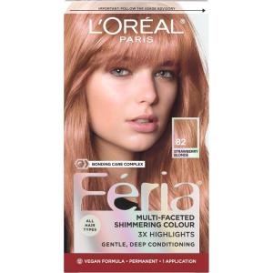 imageLOreal Paris Feria MultiFaceted Shimmering Permanent Hair Color High Intensity Hair Dye for 3X Highlights 10 Jet Black Blackest Black 1 Hair Dye Kit82 Strawberry Blonde