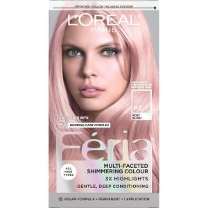 imageLOreal Paris Feria MultiFaceted Shimmering Permanent Hair Color High Intensity Hair Dye for 3X Highlights 10 Jet Black Blackest Black 1 Hair Dye KitP2 Rosy Blush Smokey Pink
