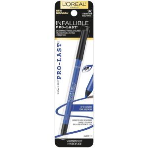 imageLOreal Paris Makeup Infallible ProLast Pencil Eyeliner Waterproof and SmudgeResistant Glides on Easily to Create any Look Black 0042 oz 1 CountCobalt Blue