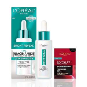 imageLOral Paris Bright Reveal 12 Niacinamide  Amino Sulfonic  Ferulic Dark Spot Serum 1oz  Moisturizer Sample