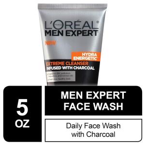 imageLOreal Men Expert Hydra Energetic Facial Cleanser with Charcoal for Daily Face Washing Mens Face Wash Beard and Skincare for Men 5 fl Oz