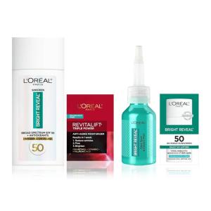 imageLOreal Paris Bright Reveal Exfoliant Peel  Broad Spectrum Daily UV Lotion SPF 50 1 kit