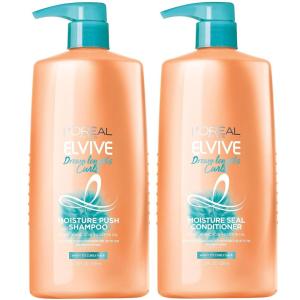 imageLOreal Paris Elvive Dream Lengths Curls Shampoo and Conditioner 2PK ParabenFree with Hyaluronic Acid and Castor Oil Best for wavy hair to curly hair 1 kit