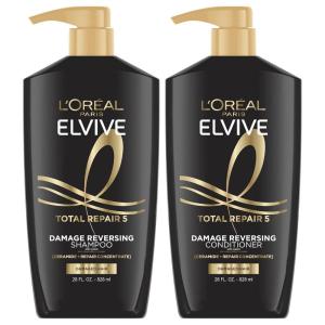 imageLOreal Paris Elvive Total Repair 5 Repairing Shampoo and Conditioner for Damaged Hair 28 Ounce Set of 2Packaging May Vary