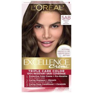 imageLOreal Paris Excellence Creme Permanent Triple Care Hair Color 5G Medium Golden Brown Gray Coverage For Up to 8 Weeks All Hair Types Pack of 15AB Mocha Ashe Brown