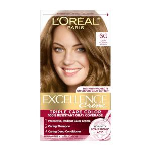 imageLOreal Paris Excellence Creme Permanent Triple Care Hair Color 5G Medium Golden Brown Gray Coverage For Up to 8 Weeks All Hair Types Pack of 16G Light Golden Brown