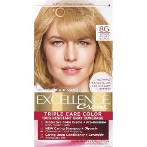 imageLOreal Paris Excellence Creme Permanent Triple Care Hair Color 5G Medium Golden Brown Gray Coverage For Up to 8 Weeks All Hair Types Pack of 18G Medium Golden Blonde