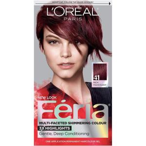 imageLOreal Paris Feria Hyper Platinum Advanced Lightening System Hair Bleach Lifts Up To 8 Levels Includes Anti Brass Purple Conditioner 1 Hair Dye Kit41 Crushed Garnet Rich Mahogany