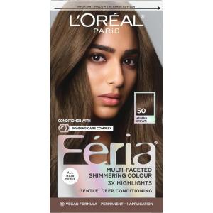 imageLOreal Paris Feria Hyper Platinum Advanced Lightening System Hair Bleach Lifts Up To 8 Levels Includes Anti Brass Purple Conditioner 1 Hair Dye Kit50 Havana Brown Medium Brown