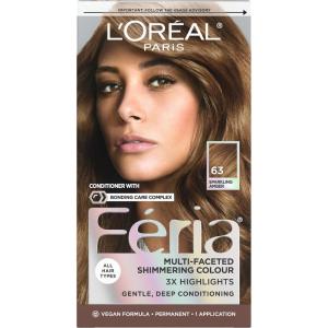 imageLOreal Paris Feria Hyper Platinum Advanced Lightening System Hair Bleach Lifts Up To 8 Levels Includes Anti Brass Purple Conditioner 1 Hair Dye Kit63 Sparkling Amber Light Golden Brown
