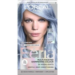 imageLOreal Paris Feria Hyper Platinum Advanced Lightening System Hair Bleach Lifts Up To 8 Levels Includes Anti Brass Purple Conditioner 1 Hair Dye KitP1 Saphire Smoke Smokey Blue