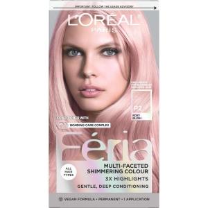 imageLOreal Paris Feria Hyper Platinum Advanced Lightening System Hair Bleach Lifts Up To 8 Levels Includes Anti Brass Purple Conditioner 1 Hair Dye KitP2 Rosy Blush Smokey Pink
