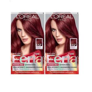 imageLOreal Paris Feria Hyper Platinum Advanced Lightening System Hair Bleach Lifts Up To 8 Levels Includes Anti Brass Purple Conditioner 1 Hair Dye KitR57 Cherry Crush Intense Medium Auburn