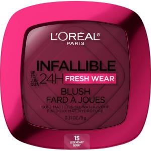imageLOreal Paris Infallible Up to 24H Fresh Wear Soft Matte Blush Blendable LongLasting and Waterproof Cheek Make Up Fearless Coral 05 031 OzLegendary Berry
