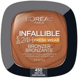 imageLOreal Paris Infallible Up to 24H Fresh Wear Soft Matte Longwear Bronzer Waterproof heatproof Transfer humidity and sweatproof Dark 031 ozDeep Tan