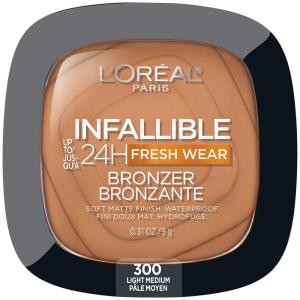 imageLOreal Paris Infallible Up to 24H Fresh Wear Soft Matte Longwear Bronzer Waterproof heatproof Transfer humidity and sweatproof Dark 031 ozLight Medium