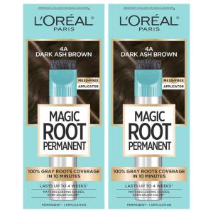 imageLOreal Paris Magic Root Rescue 10 Minute Root Hair Coloring Kit Permanent Color with Quick Precision Applicator 100 percent Gray Coverage 4 Dark Brown 1 kit Packaging May Vary4A Dark Ash Brown