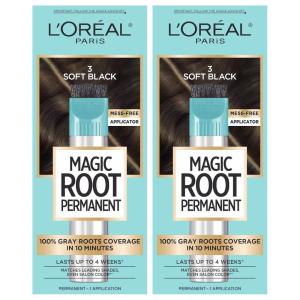 imageLOreal Paris Magic Root Rescue 10 Minute Root Hair Coloring Kit Permanent Color with Quick Precision Applicator 100 percent Gray Coverage 4 Dark Brown 1 kit Packaging May Vary3 Soft Black