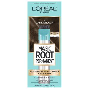 imageLOreal Paris Magic Root Rescue 10 Minute Root Hair Coloring Kit Permanent Color with Quick Precision Applicator 100 percent Gray Coverage 4 Dark Brown 1 kit Packaging May Vary4 Dark Brown