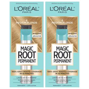 imageLOreal Paris Magic Root Rescue 10 Minute Root Hair Coloring Kit Permanent Color with Quick Precision Applicator 100 percent Gray Coverage 4 Dark Brown 1 kit Packaging May Vary8 Medium Blonde
