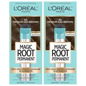 imageLOreal Paris Magic Root Rescue 10 Minute Root Hair Coloring Kit Permanent Color with Quick Precision Applicator 100 percent Gray Coverage 4 Dark Brown 1 kit Packaging May Vary5A Medium Ash Brown