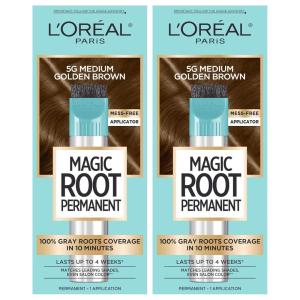 imageLOreal Paris Magic Root Rescue 10 Minute Root Hair Coloring Kit Permanent Color with Quick Precision Applicator 100 percent Gray Coverage 4 Dark Brown 1 kit Packaging May Vary5G Medium Golden Brown