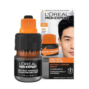 imageLOreal Paris Men Expert One Twist Mess Free Permanent Hair Color Mens Hair Dye to Cover Grays Easy Mix Ammonia Free Application Light Brown 06 1 Application Kit00 Deepest Black Darker than H60