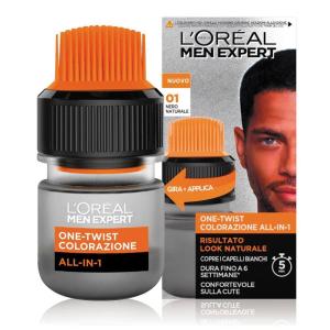 imageLOreal Paris Men Expert One Twist Mess Free Permanent Hair Color Mens Hair Dye to Cover Grays Easy Mix Ammonia Free Application Light Brown 06 1 Application Kit01 Jet BlackH60