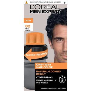 imageLOreal Paris Men Expert One Twist Mess Free Permanent Hair Color Mens Hair Dye to Cover Grays Easy Mix Ammonia Free Application Light Brown 06 1 Application Kit02 Real BlackH55