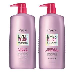 imageLOreal Paris Moisture Sulfate Free Shampoo and Conditioner Set Hair Care for ColorTreated Hair with Rosemary Botanicals EverPure 1 KitPURPLE