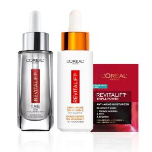 imageLOreal Paris Revitalift 12 Pure Vitamin C Serum  15 Pure Hyaluronic Acid Face Serum  Moisturizer Sample