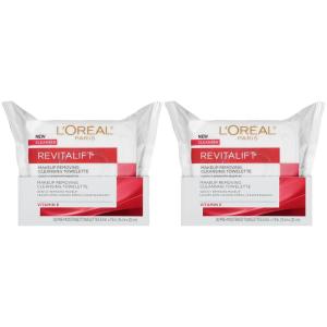 imageLOreal Paris Revitalift Makeup Removing Facial Cleansing Towelettes with Vitamin E 30 ct Pack of 21 Count Pack of 2