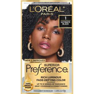 imageLOreal Paris Superior Preference FadeDefying  Shine Permanent Hair Color 6AM Light Amber Brown Pack of 1 Hair Dye10 Ultimate Black