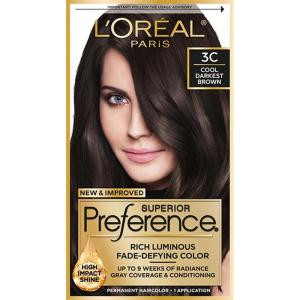 imageLOreal Paris Superior Preference FadeDefying  Shine Permanent Hair Color 6AM Light Amber Brown Pack of 1 Hair Dye3C Cool Darkest Brown