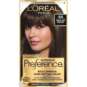 imageLOreal Paris Superior Preference FadeDefying  Shine Permanent Hair Color 6AM Light Amber Brown Pack of 1 Hair Dye4A Dark Ash Brown