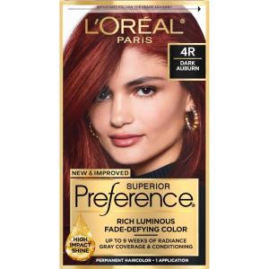 imageLOreal Paris Superior Preference FadeDefying  Shine Permanent Hair Color 6AM Light Amber Brown Pack of 1 Hair Dye4R Dark Auburn