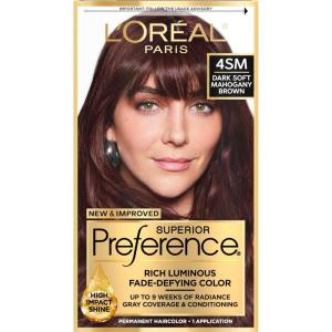 imageLOreal Paris Superior Preference FadeDefying  Shine Permanent Hair Color 6AM Light Amber Brown Pack of 1 Hair Dye4SM Dark Soft Mahogany Brown