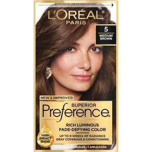 imageLOreal Paris Superior Preference FadeDefying  Shine Permanent Hair Color 6AM Light Amber Brown Pack of 1 Hair Dye5 Medium Brown