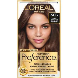 imageLOreal Paris Superior Preference FadeDefying  Shine Permanent Hair Color 6AM Light Amber Brown Pack of 1 Hair Dye5CG Iced Golden Brown