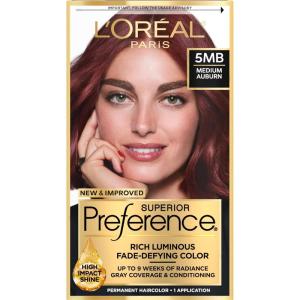 imageLOreal Paris Superior Preference FadeDefying  Shine Permanent Hair Color 6AM Light Amber Brown Pack of 1 Hair Dye5MB Medium Auburn