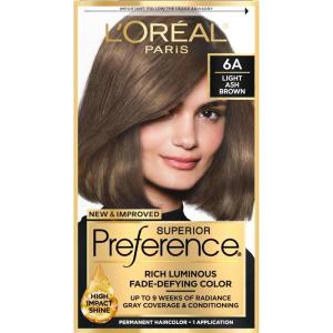 imageLOreal Paris Superior Preference FadeDefying  Shine Permanent Hair Color 6AM Light Amber Brown Pack of 1 Hair Dye6A Light Ash Brown
