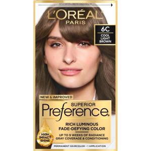 imageLOreal Paris Superior Preference FadeDefying  Shine Permanent Hair Color 6AM Light Amber Brown Pack of 1 Hair Dye6C Cool Light Brown