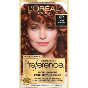 imageLOreal Paris Superior Preference FadeDefying  Shine Permanent Hair Color 6AM Light Amber Brown Pack of 1 Hair Dye6R Light Auburn